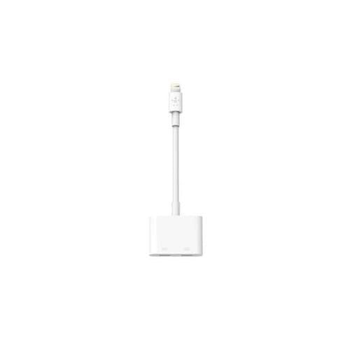 F8J198BTWHT - Belkin Lightning Audio + Charge RockStar - 11.43 cm Lightning Audio/Power Cable for iPhone, iPad - First End: 1 x Lightning - Male - Second End: 2 x Lightning - Female - MFI - Shielding - White - 1