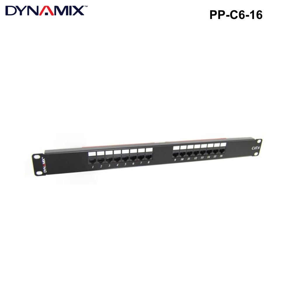 PP-C6- - 19'' Cat6 UTP Patch Panels - Options 12, 16, 24 and 48 Way 16 Port 19'' Cat6 UTP Patch Panel