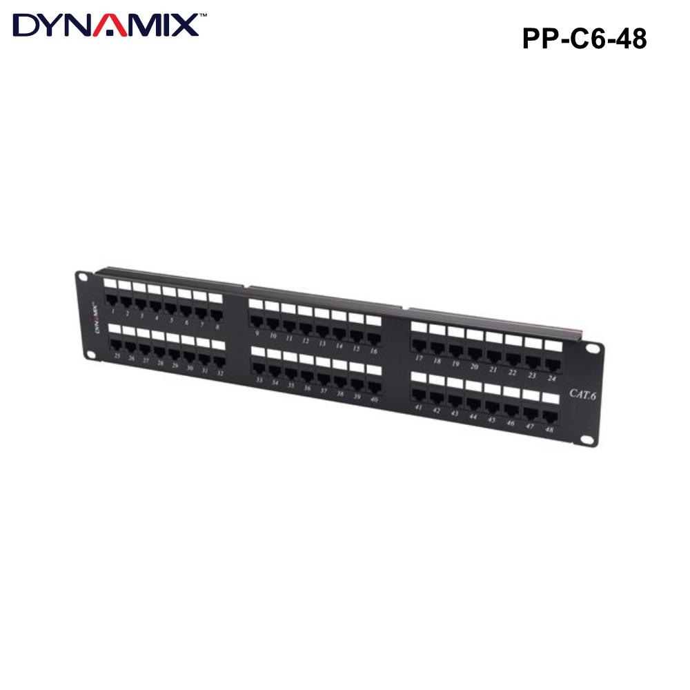 PP-C6- - 19'' Cat6 UTP Patch Panels - Options 12, 16, 24 and 48 Way 48 Port 19'' Cat6 UTP Patch Panel