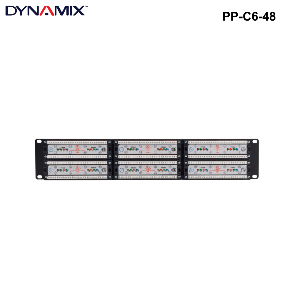 PP-C6- - 19'' Cat6 UTP Patch Panels - Options 12, 16, 24 and 48 Way