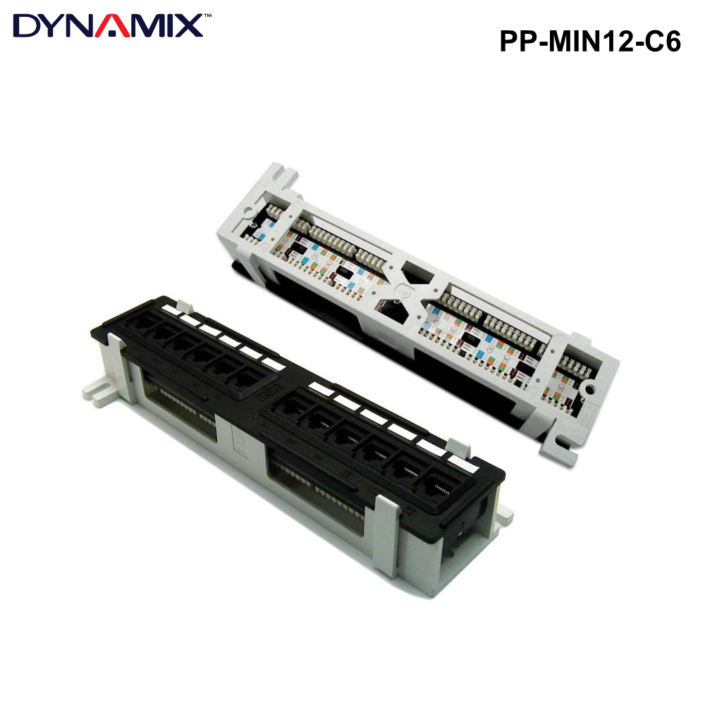 PP-C6- - 19'' Cat6 UTP Patch Panels - Options 12, 16, 24 and 48 Way Mini 12 Port Patch Panel Cat6