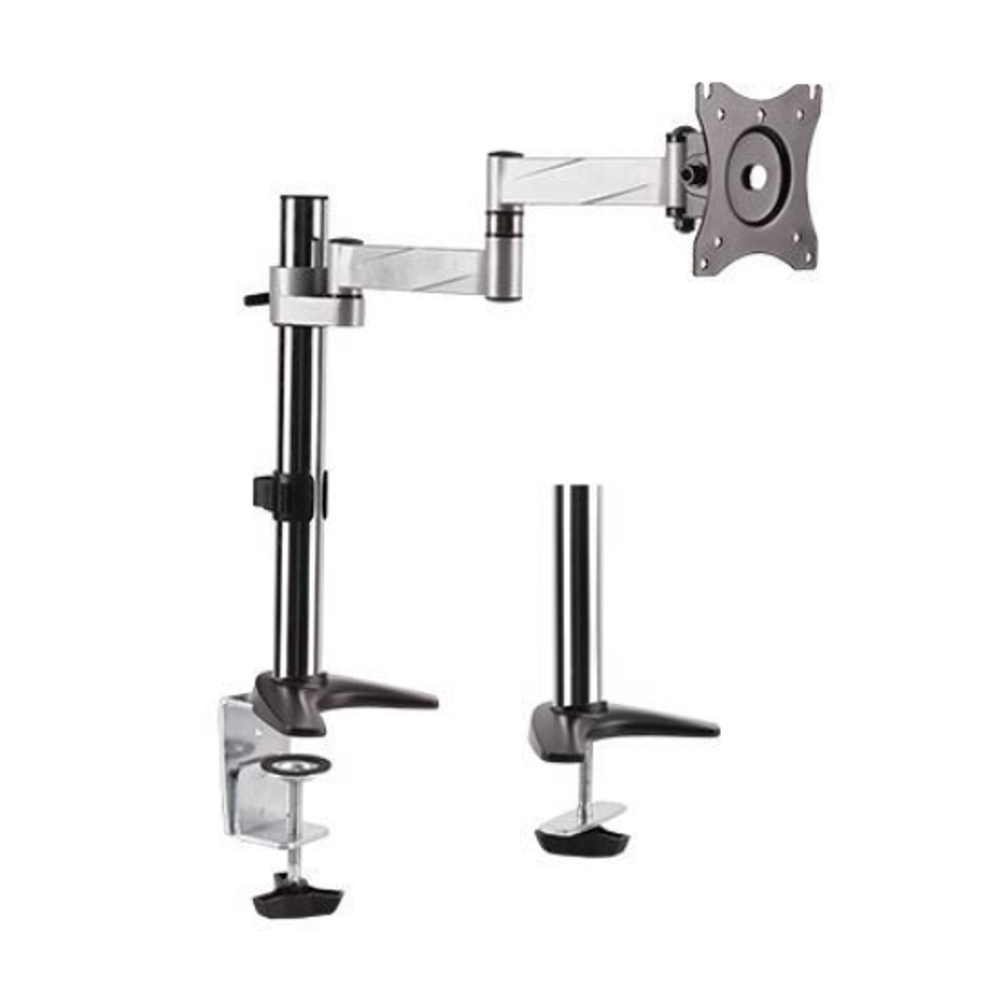 BRATECK 13"-27" Single Monitor Desk Mount. Max Load 8kgs. Rotate, Extend, Tilt, Swivel.