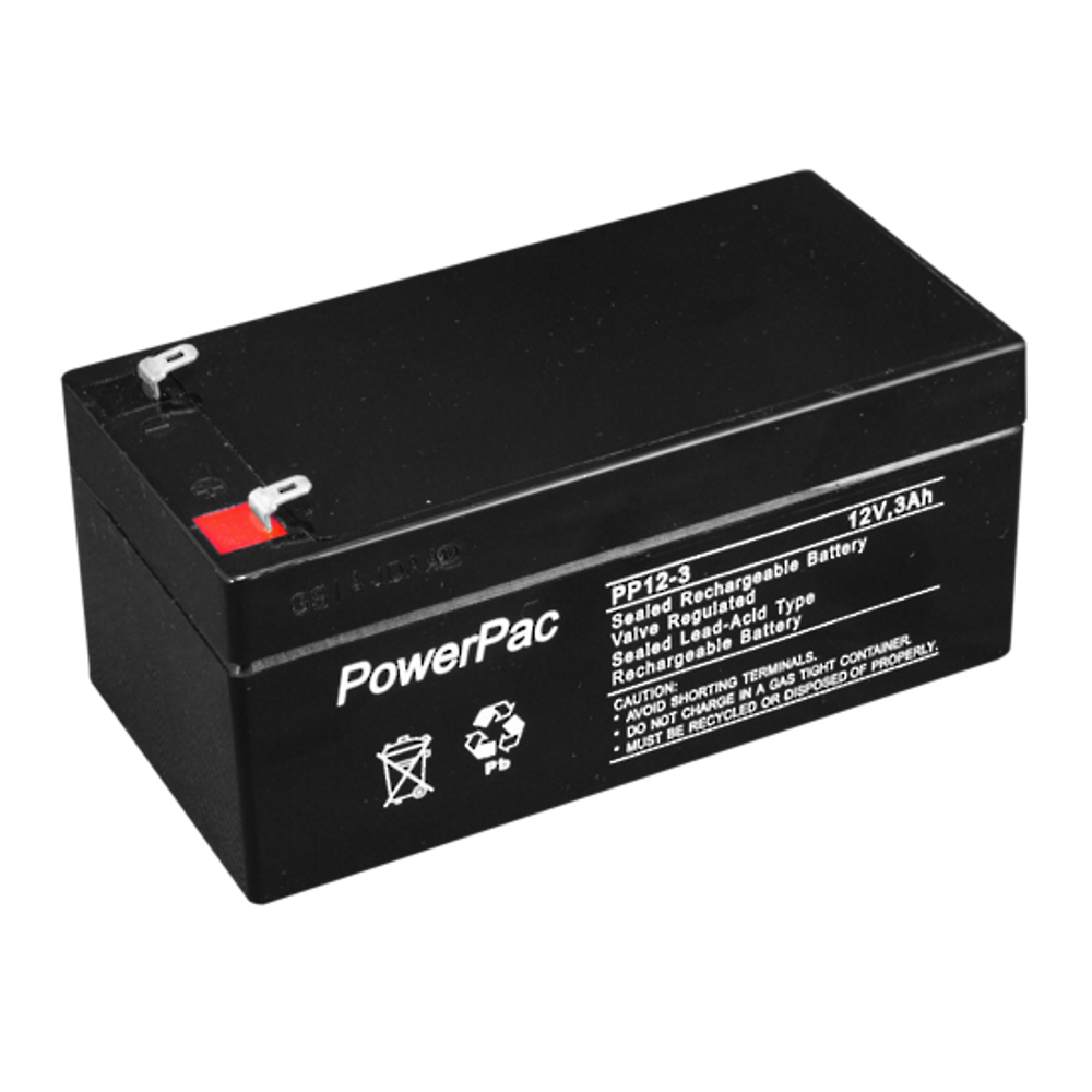Powerpac S.L.A battery 12V 3A - dimensions L133 x W68 x H60mm