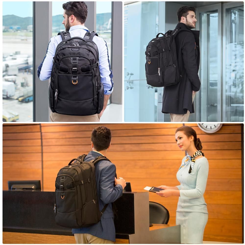 EKP120 EVERKI Titan 18.4" Business Travel Friendly Laptop Backpack. Checkpoint friendly design, with water resistant