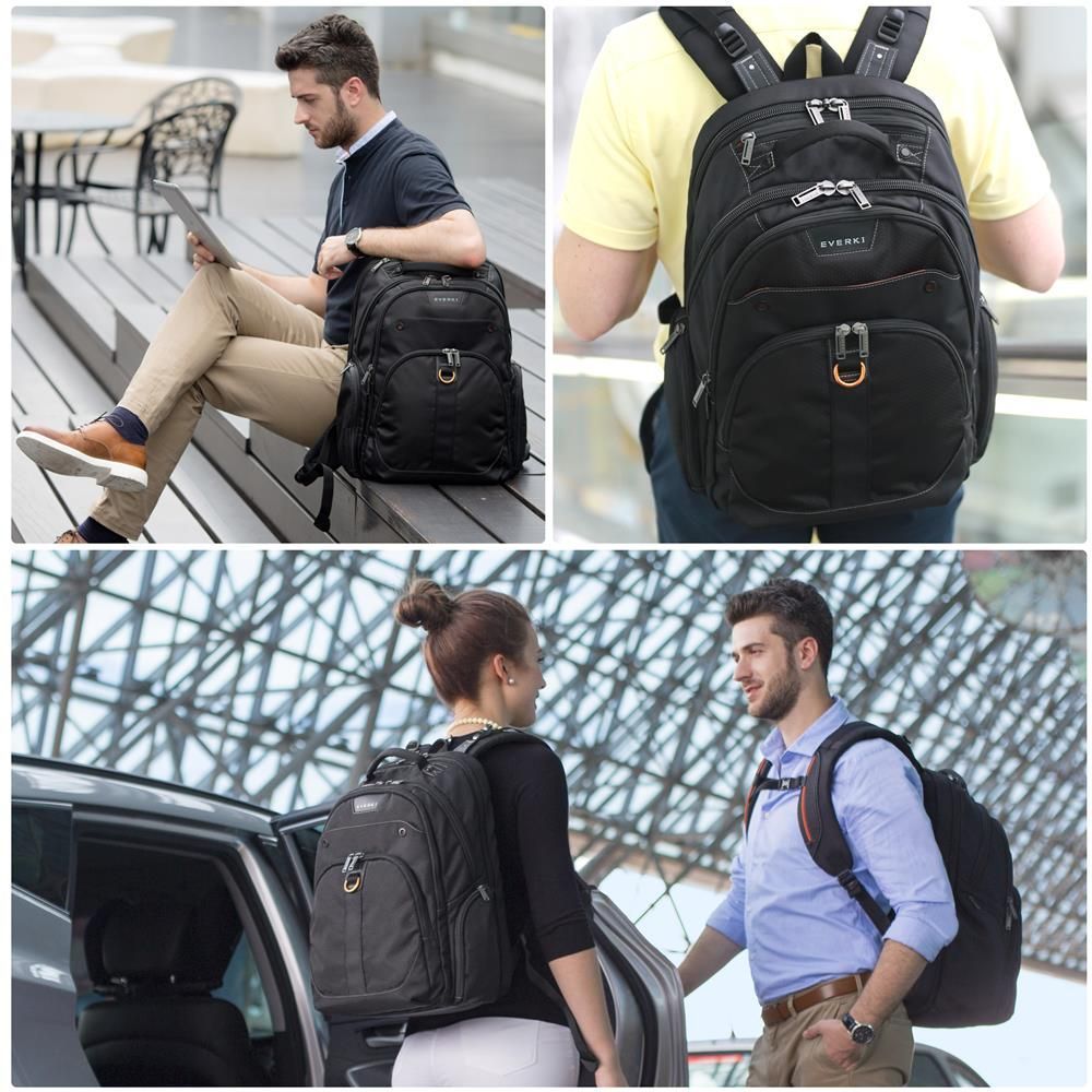 EVERKI EKP121 Atlas Laptop Backpack 13''~17''. Adjustable laptop compartment. Checkpoint friendly design.