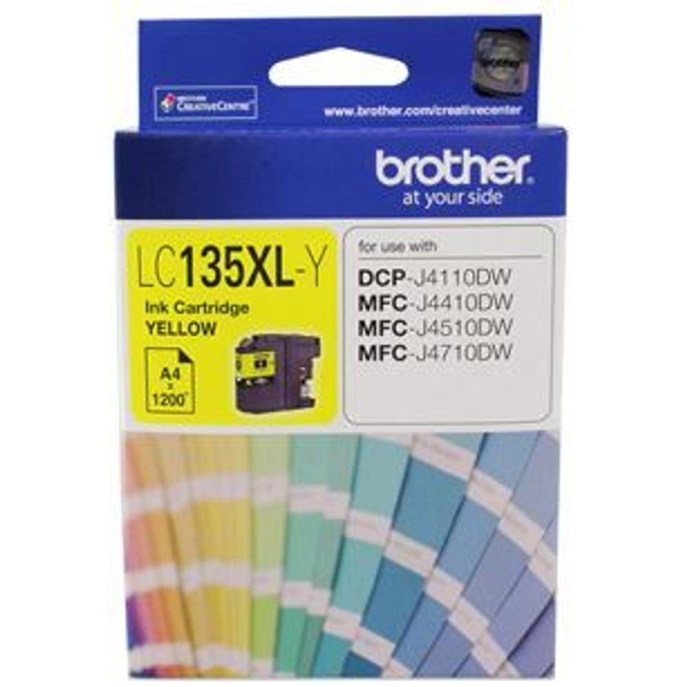 Yellow high-yield ink cartridge for Brother LC135XL printers