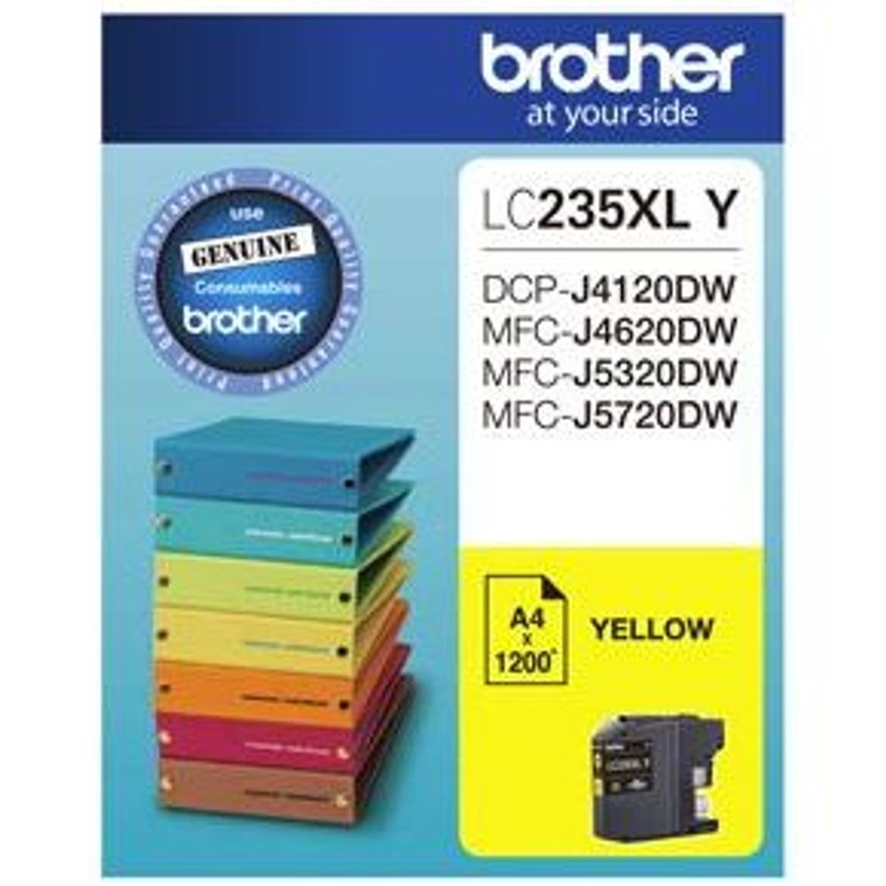 Brother LC235XL high-yield yellow ink cartridge with genuine label
