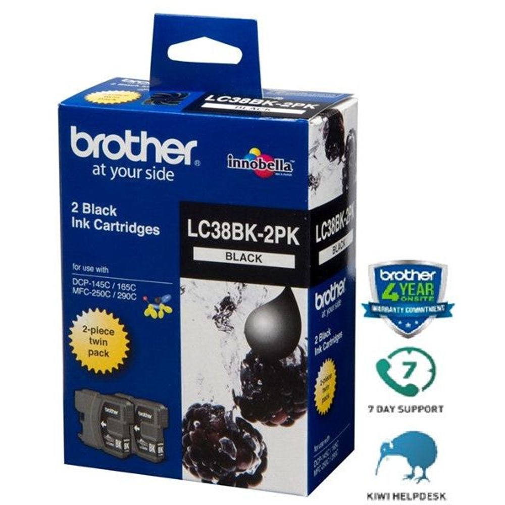 Brother LC38K2PK Black Ink Cartridge Twin Pack