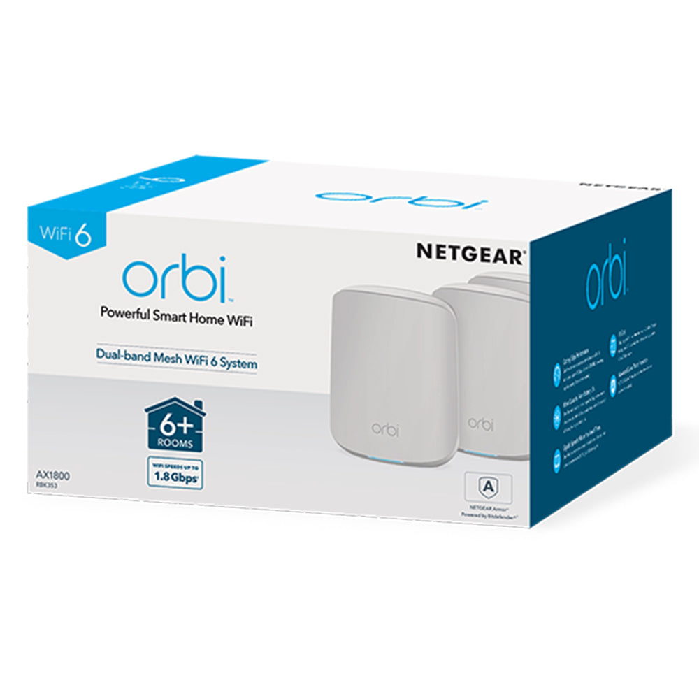 NETGEAR RBK353-100AUS - Orbi AX1800 Dual-band Mesh WiFi 6 System 3pk - Tech Supply Shed
