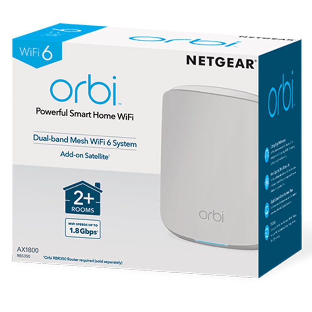 NETGEAR RBS350-100AUS Orbi Dual-band AC1800 WiFi 6 Add-on Satellite