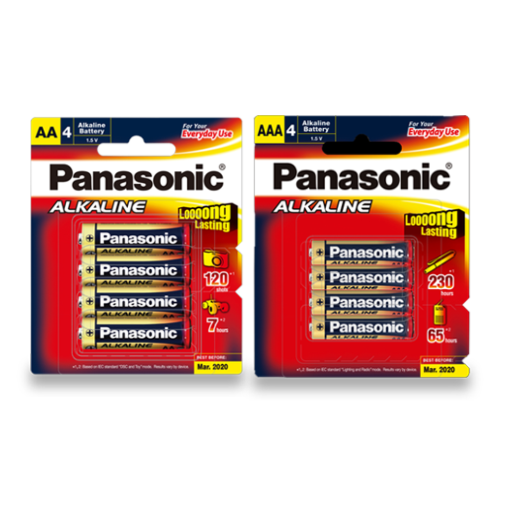 Panasonic Electronics > Electronics Accessories > Power > Batteries > General Purpose Batteries Alkaline AA and AAA  4 Batteries per Blister Pack
