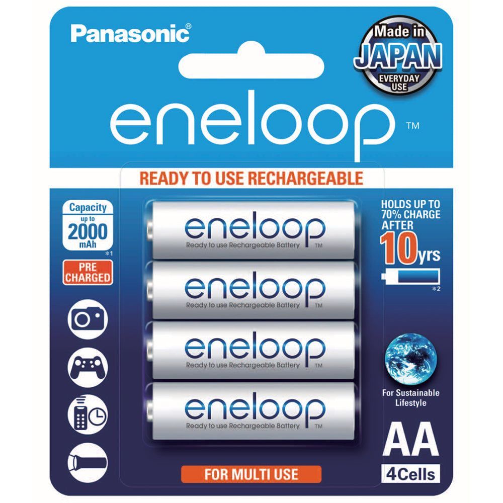 Panasonic BK-3MCCE-4BA Eneloop AA Size Rechargeable Batteries 4pk