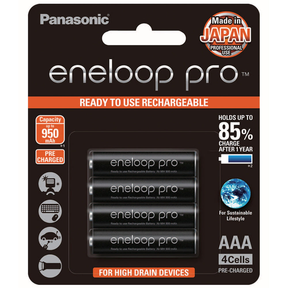 Panasonic BK-4HCCE-4BT Eneloop Pro AAA Size Rechargeable Batteries 4pk - Tech Supply Shed