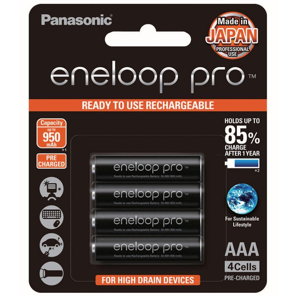 Panasonic BK-4HCCE-4BT Eneloop Pro AAA Size Rechargeable Batteries 4pk