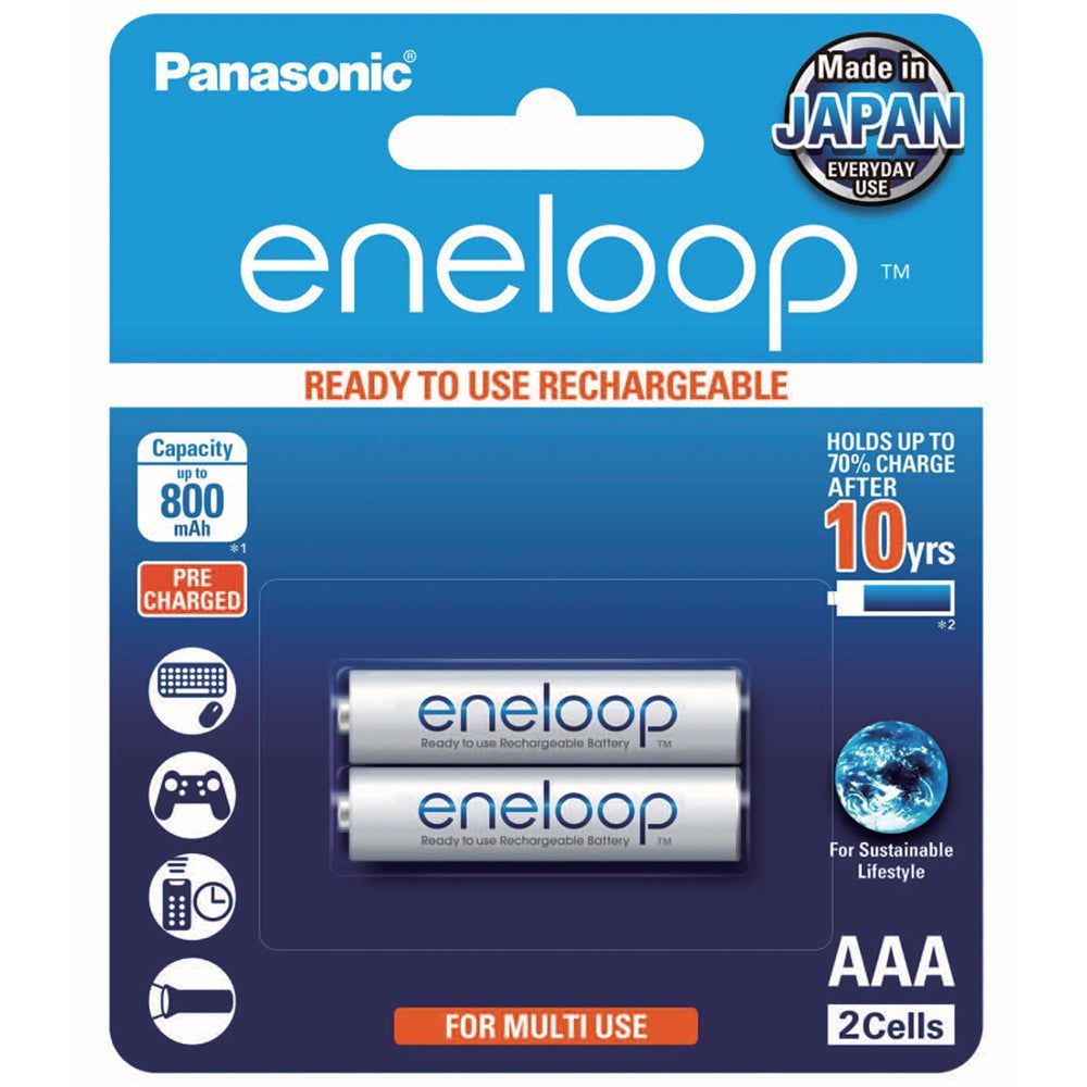 Panasonic BK-4MCCE-2BA Eneloop AAA Size Rechargeable Batteries 2pk