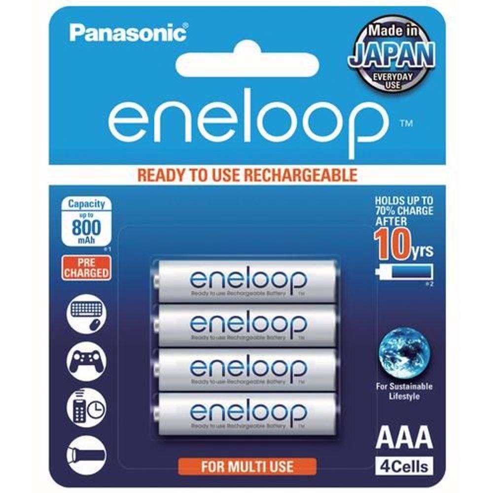 Panasonic BATTKit4 Eneloop AA BK-3MCCE-4BA & AAA BK-4MCCE-4BA Size Rechargeable Batteries 4pk