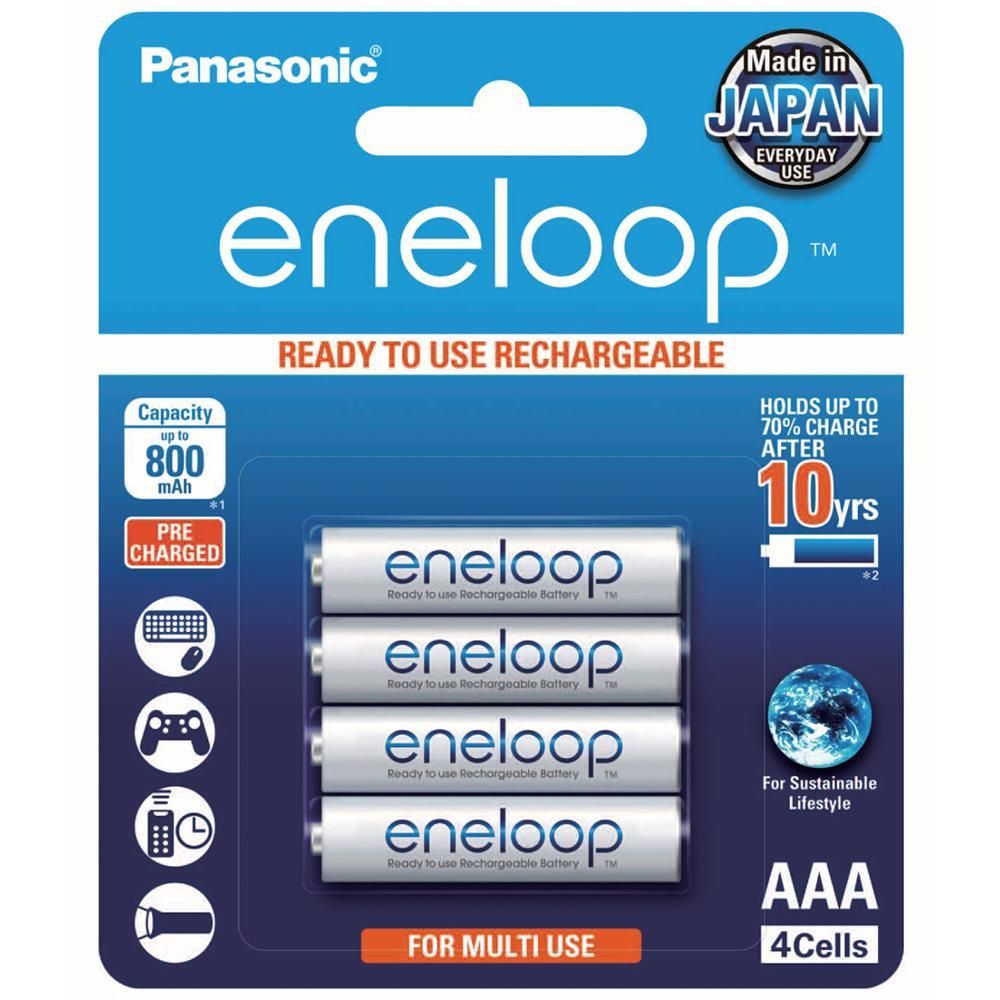 Panasonic BATTKit4 Eneloop AA BK-3MCCE-4BA & AAA BK-4MCCE-4BA Size Rechargeable Batteries 4pk