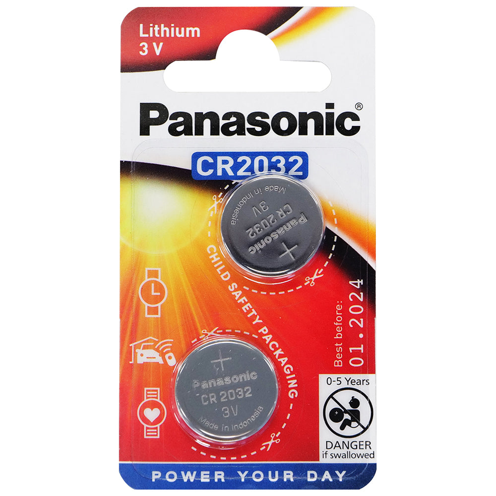 Panasonic CR-2032PG-2B 3V Battery Lithium Coin Button Cell 2032 2pk - Tech Supply Shed
