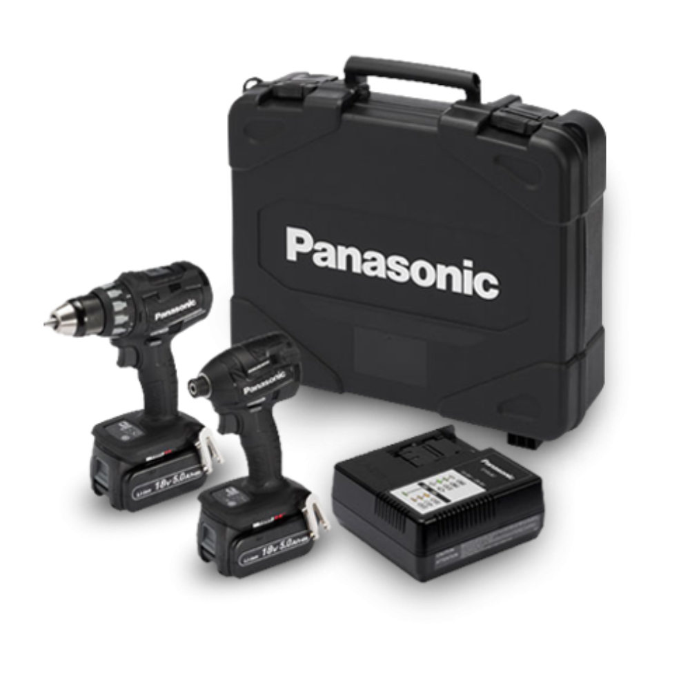 Panasonic EYC215LJ2G57 Cordless 18v Drill & Impact Driver Combo Kit