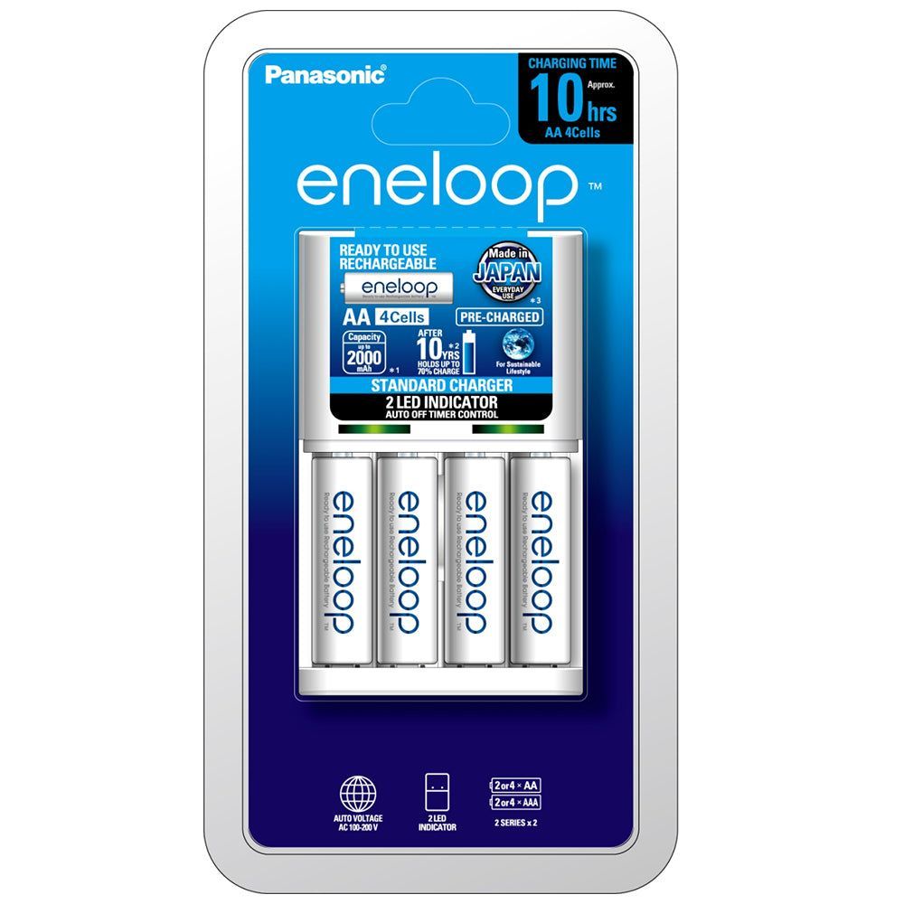 Panasonic K-KJ51MCC4TA Eneloop AA Batteries 4pk + 8hr Charger