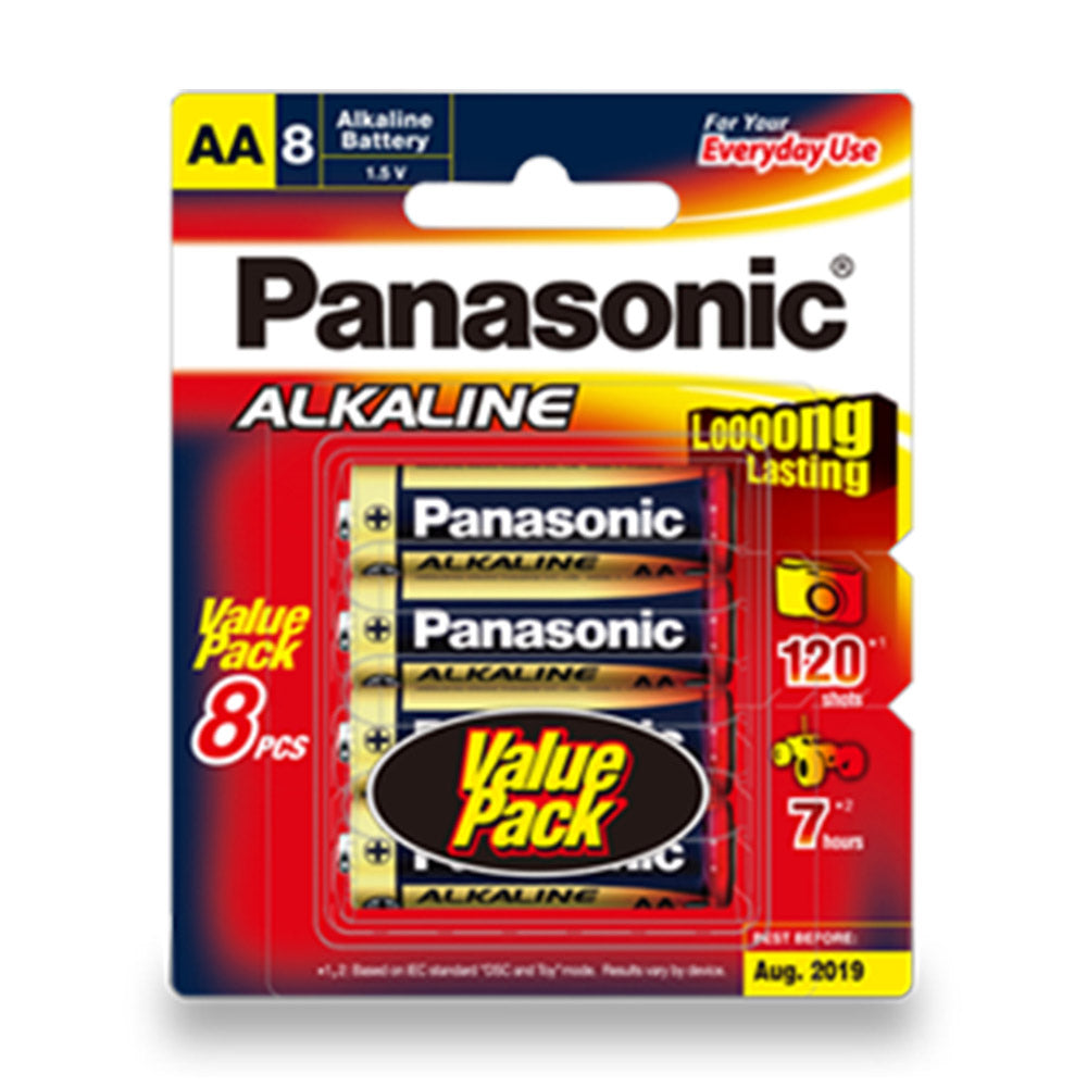 Panasonic LR6T/8B Alkaline AA Battery 8 Batteries per Blister Pack