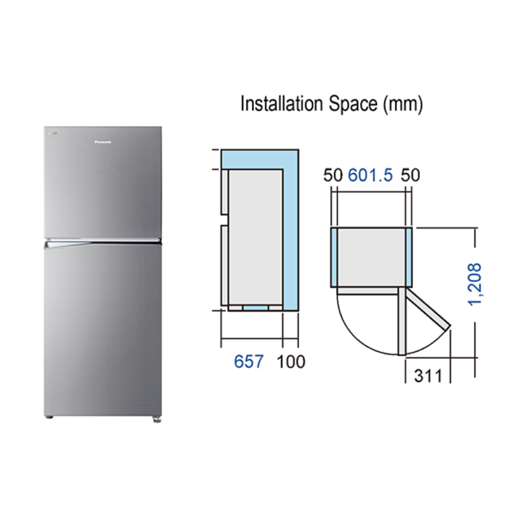 Panasonic NR-BL302ASAU 268L Top Mount Stainless Steel Refrigerator