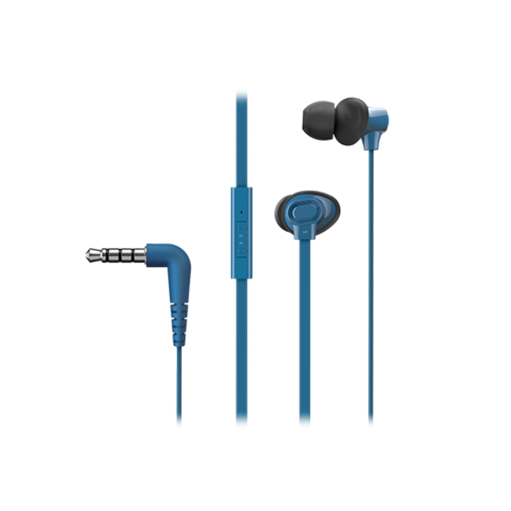 Panasonic RP-TCM130E In-ear Remote/Mic earphone In-line control, 3 sizes of ear pieces included Blue