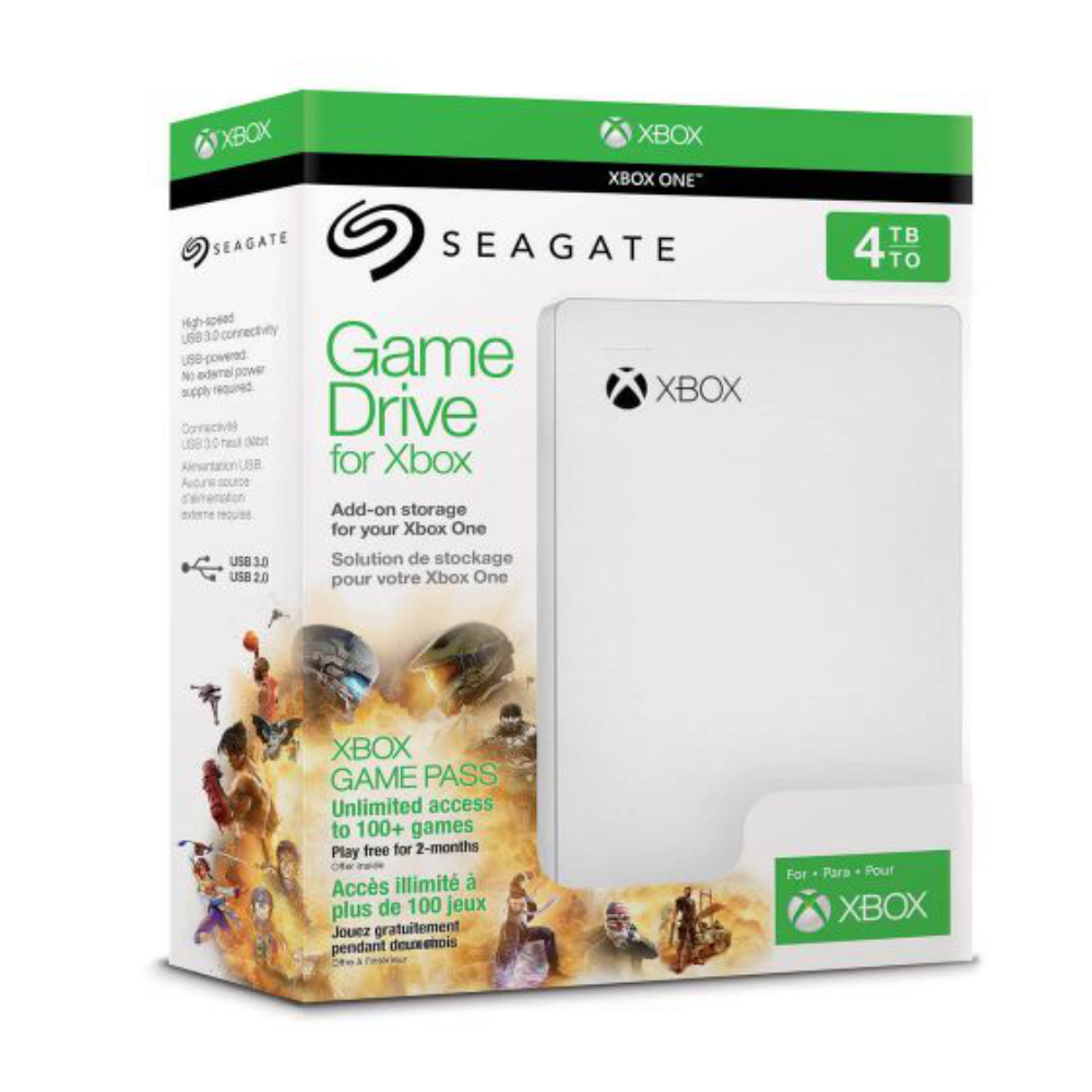 Seagate STEA4000407 - 4TB Portable Game Hard Drive - Xbox - External - White - USB 3.0 - Tech Supply Shed