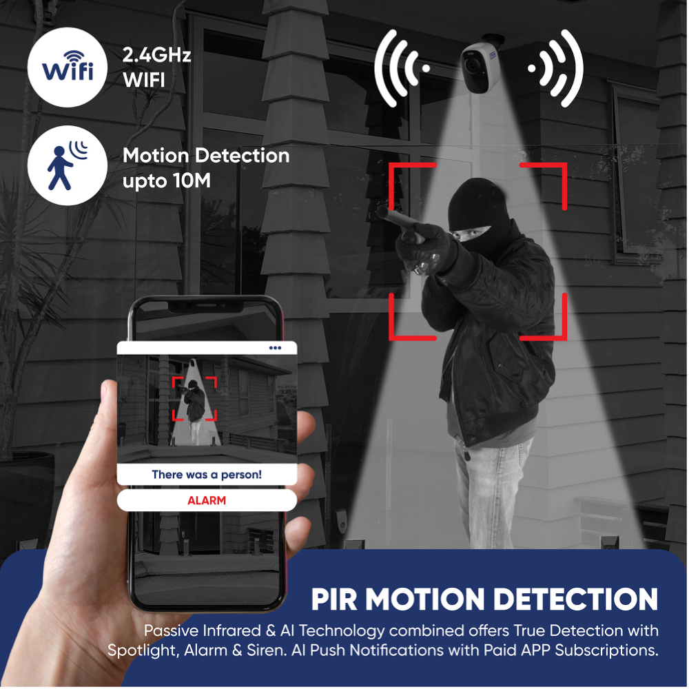 TSS-WifiCAM-S - Camera with Solar Panel +  WiFi 4MP AI Night Vision Security Camera, SD & Cloud Storage