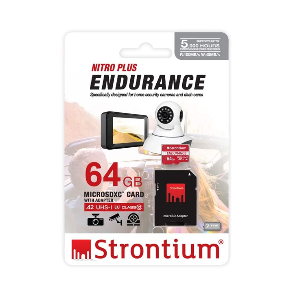 Strontium Nitro Plus Endurance SRP64GTFU3ES - A2 64GB Class 10/UHS-I (U3) microSDXC - Tech Supply Shed