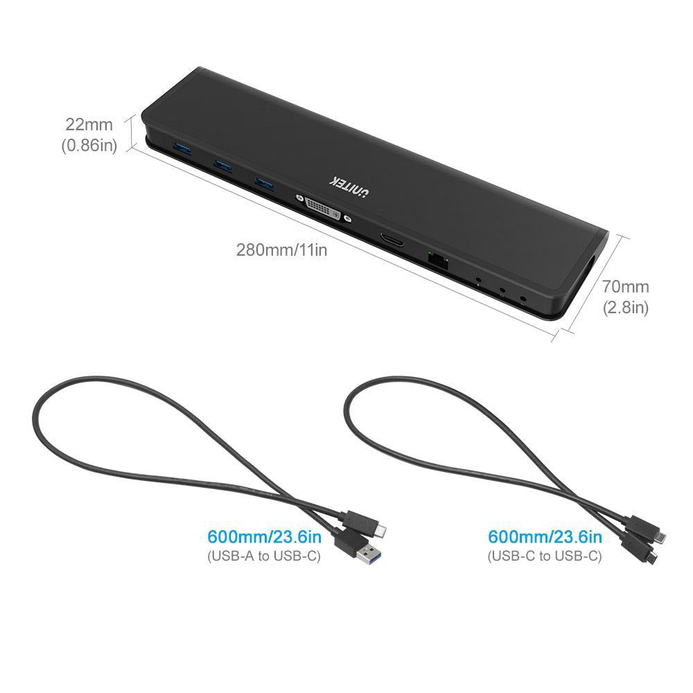 UNITEK D001A USB 3.0 Universal Laptop Docking Station w/ HDMI Ethernet