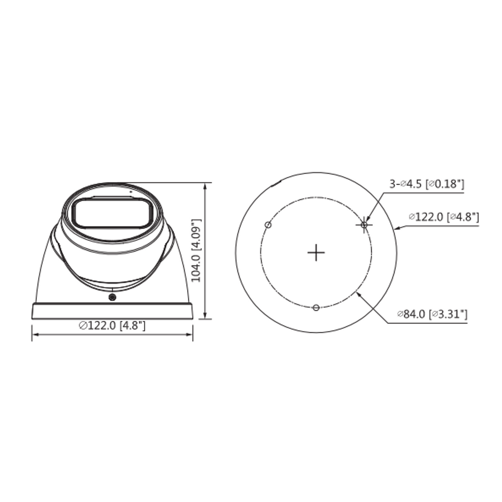HAC-HDW2802TP-Z-A Dahua - 8MP 4K Starlight HD-CVI Turret Camera 60m IR, 3.7-11mm Motorized Lens, WDR, Audio