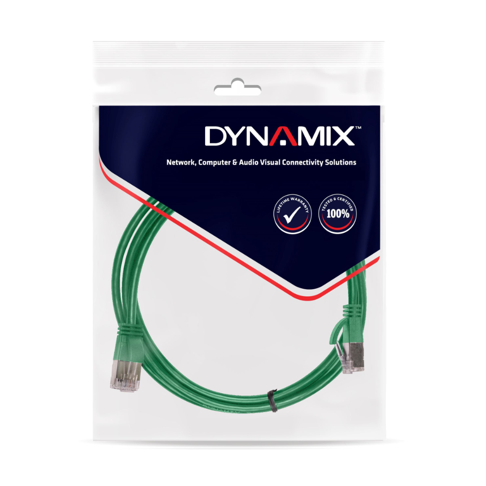 Dynamix PLG-C6A-3 - 3m Cat6 Green UTP Patch Lead (T568A Specification) 250MHz