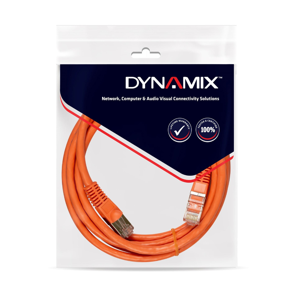 Dynamix PLO-C6A-3 - 3m Cat6 Orange UTP Patch Lead (T568A Specification) 250MHz - Tech Supply Shed