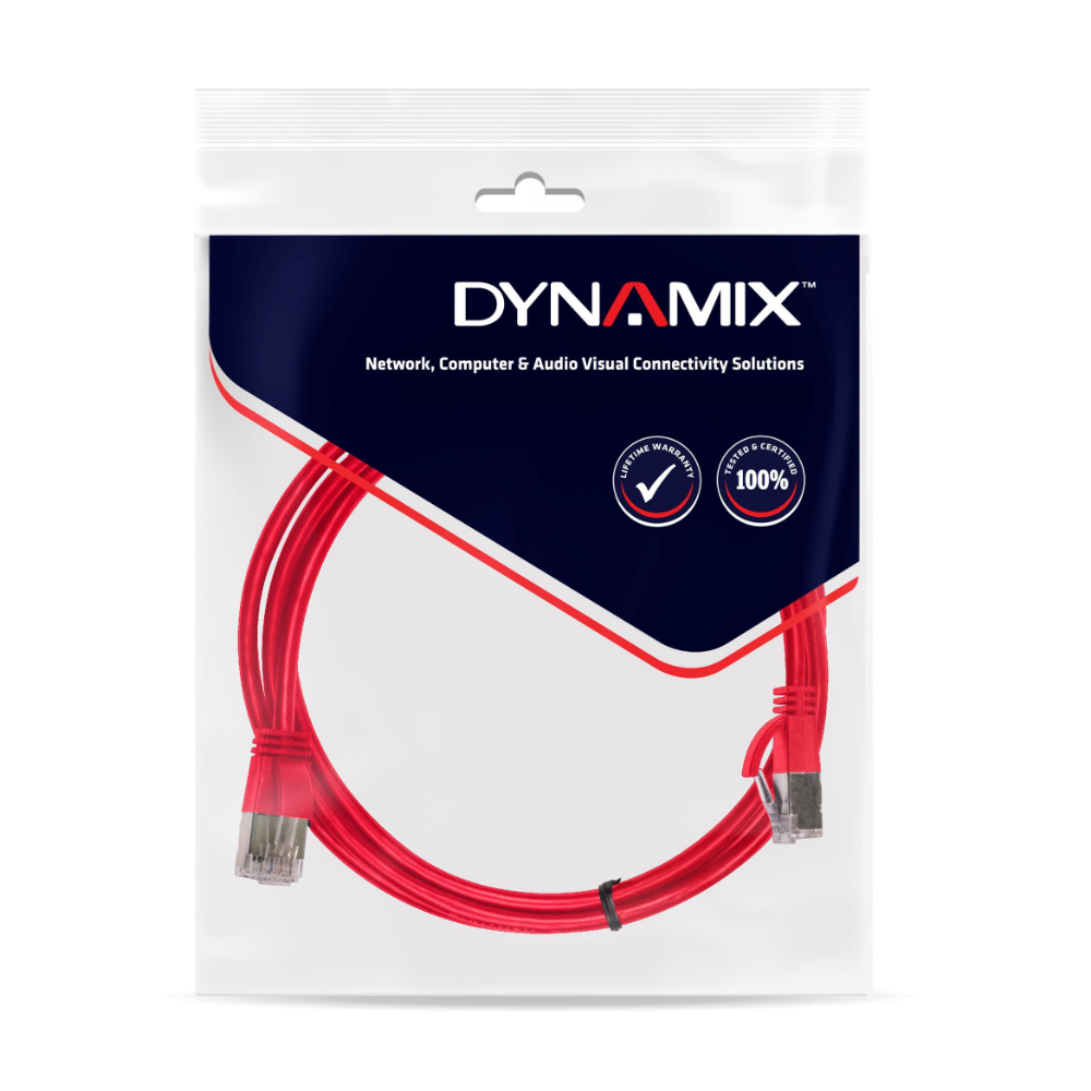Dynamix PLR-C6A-5 - 5m Cat6 Red UTP Patch Lead (T568A Specification) 250MHz