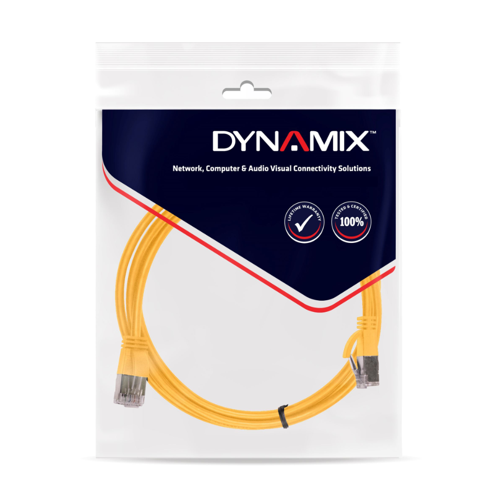 Dynamix PLY-C6A-0 - 0.5m Cat6 Yellow UTP Patch Lead (T568A Specification) 250MHz - Tech Supply Shed