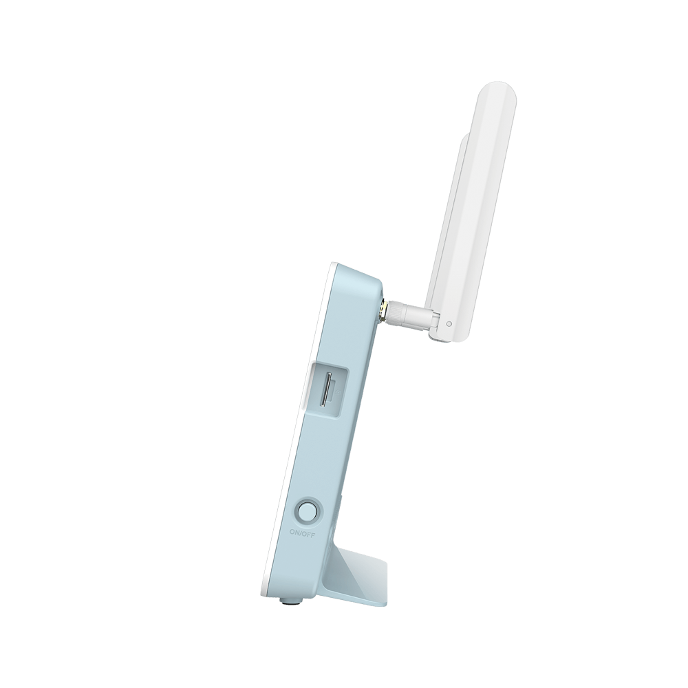 D-Link 4G smart router side with port area and controls, two antennas
