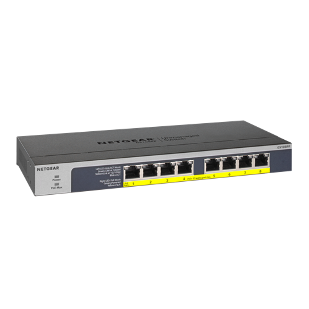 Netgear GS108PP-100AJS Ethernet Switch - 8 Ports - Gigabit Ethernet - 2 Layer Supported- Unmanaged Switch