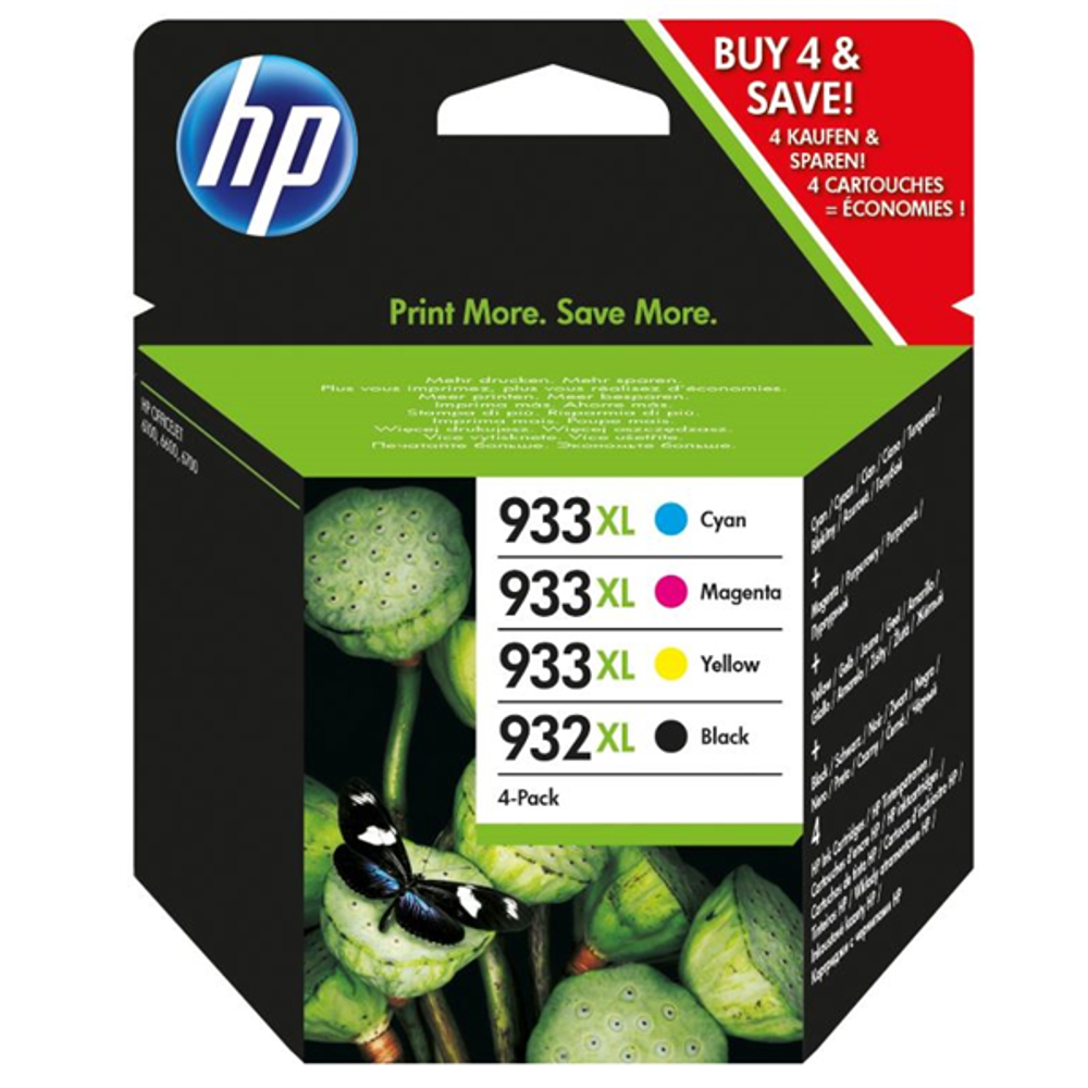 HP 932XL Black + 933XL Colour High Yield Ink Cartridge Combo Pack