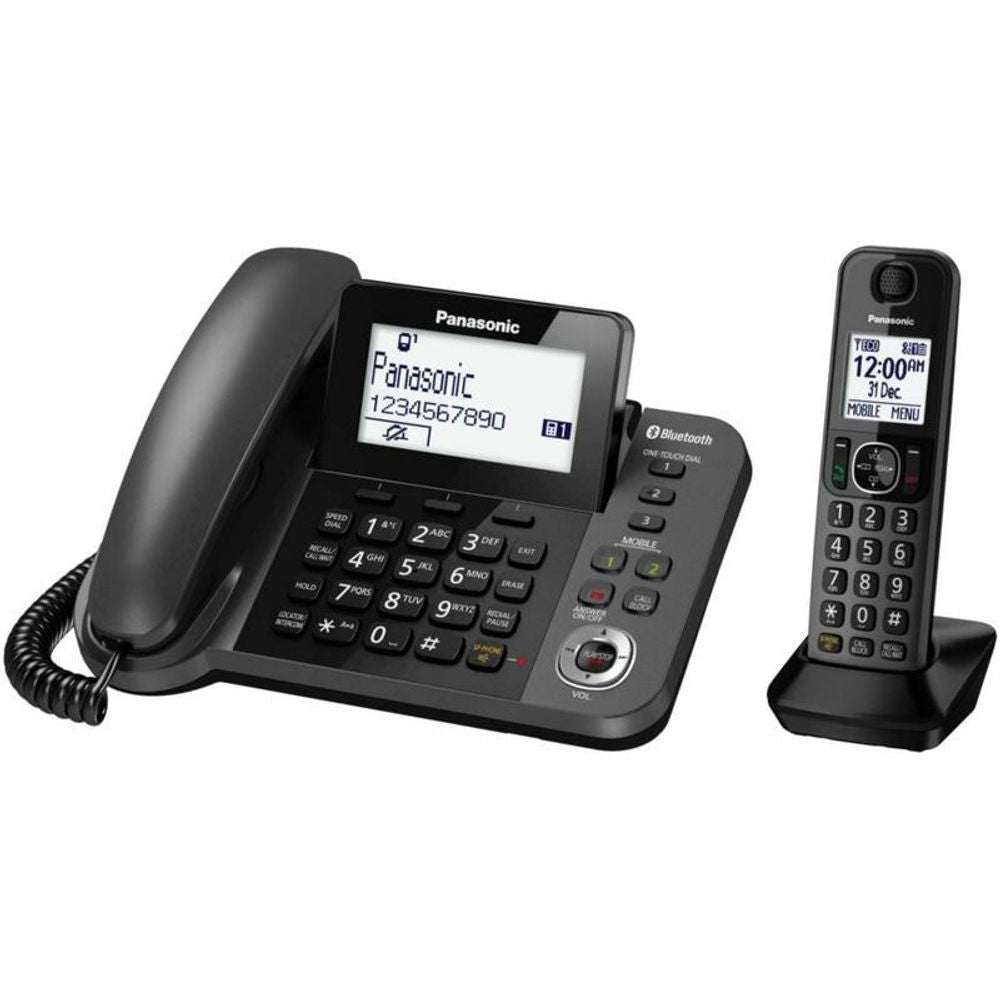 Panasonic KX-TGF380AZM Dual Corded/Cordless Handset Black Black