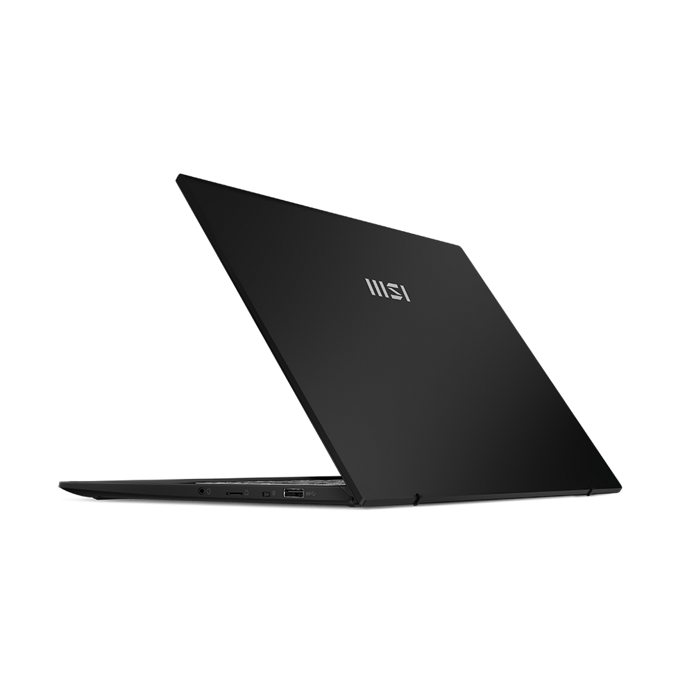 Black MSI Summit laptop side profile with ports and slim edge visible